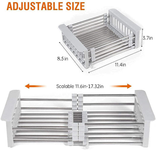 Fossa 20 Inch Sink Strainer Drain Telescopic Drain Basket with Adjustable Kitchen Drain Basket
